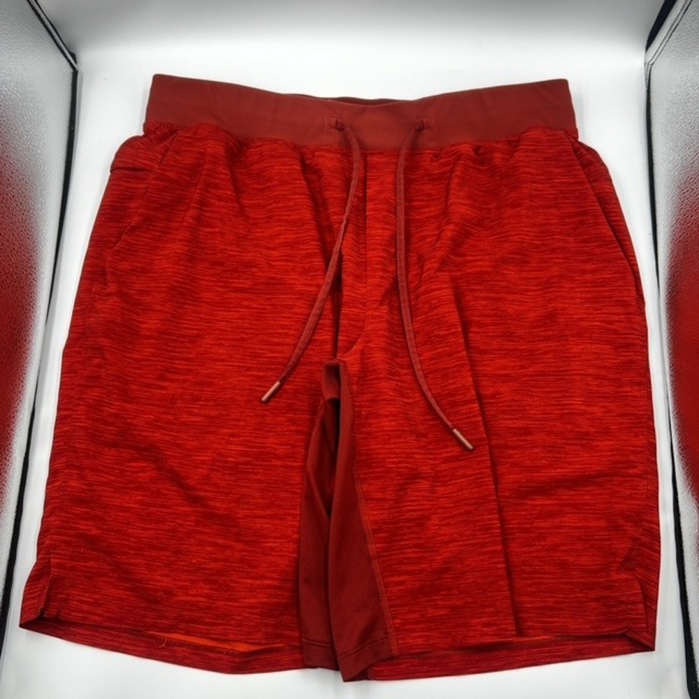 Lululemon Men's Red Space Dye 9.5" Athletic Gym Drawstring Shorts